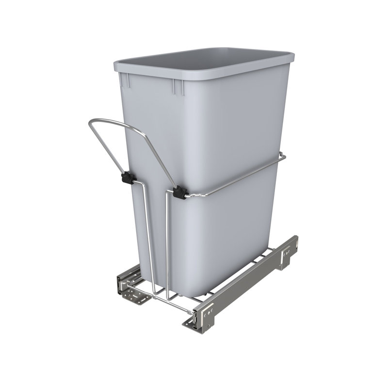 Rev-A-Shelf Universal Waste Container with Rear Basket, 32 qt. (8 gal)