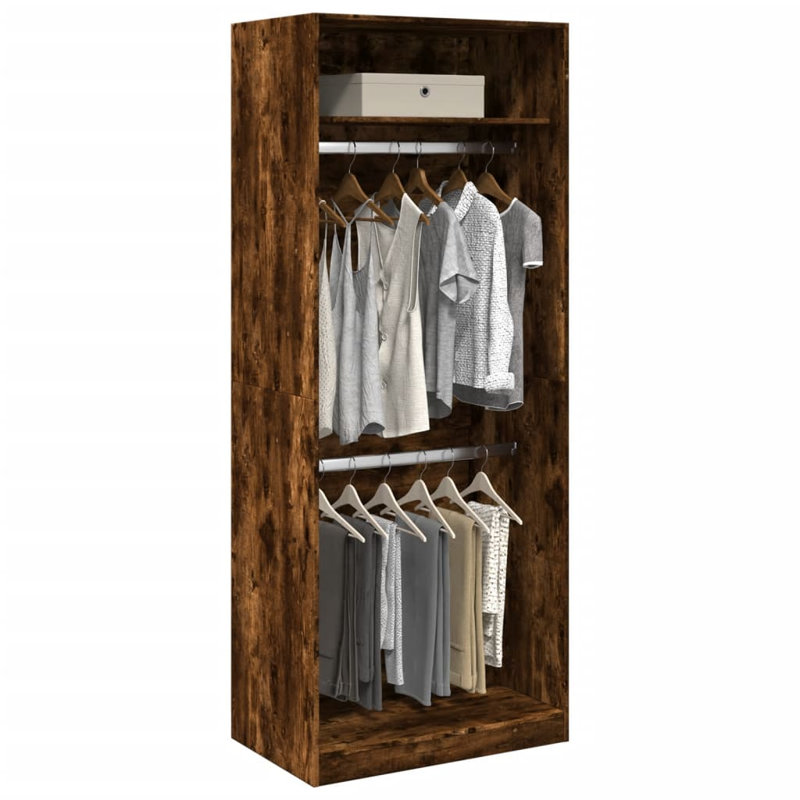 Artressia Manufactured Wood Wardrobe, 80 x 50 x 200 cm, Smoked Oak
