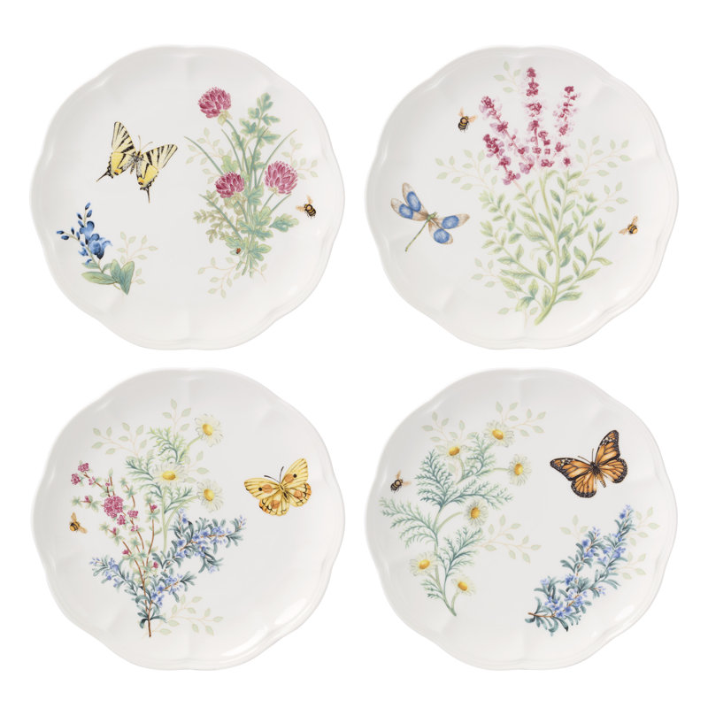 Ensemble de 4 assiettes décoratives Lenox Butterfly Meadow Herbs
