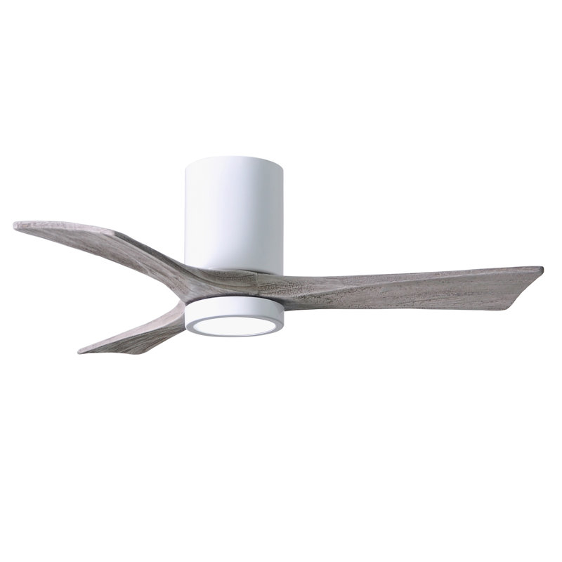 Irene LED Ceiling Fan, Gloss White, Barn Wood Tone, 52"