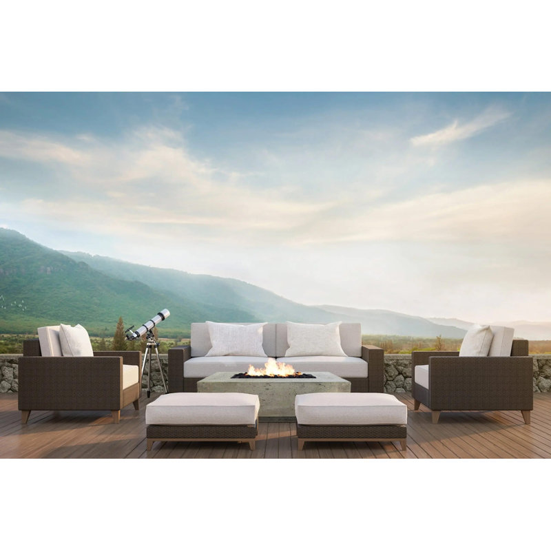 Fire Pit Rectangular 60in X 32in Limestone Ng (lp Kit Included)