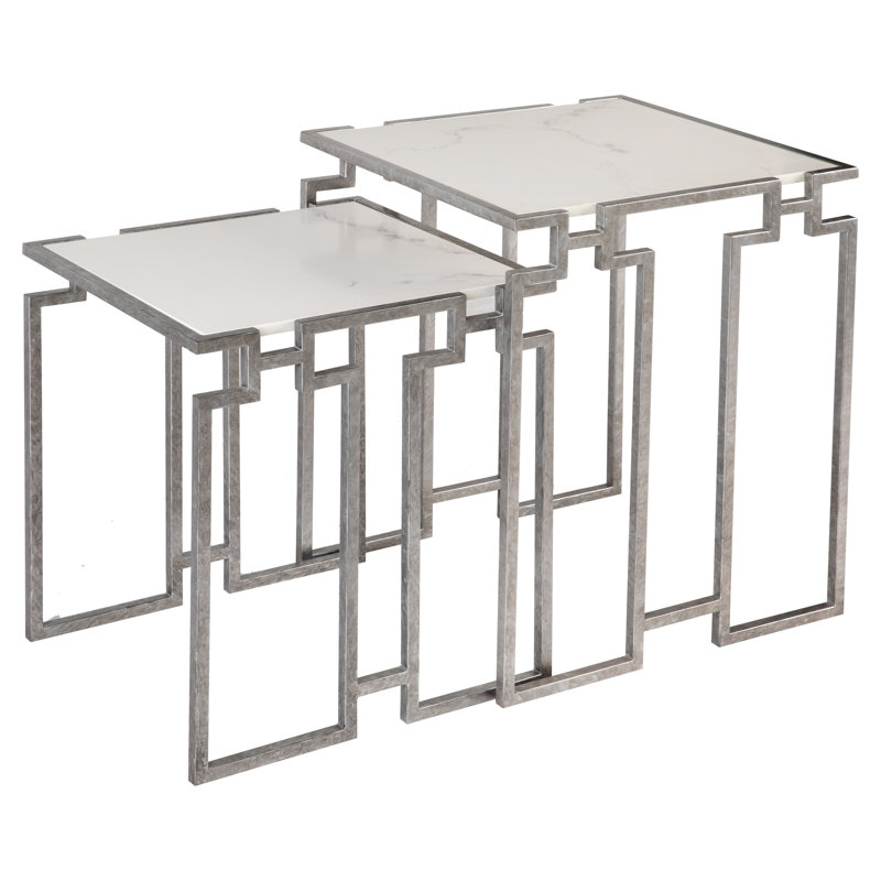 Bosphorus Steel Sled Nesting Tables, Silver