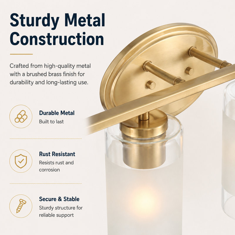 49.25" 6 - Light Dimmable Vanity Light with Glass Shade, Brushed Gold