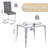 37" Square Glass Dining Table Set Of 4, Modern Tempered Glass Kitchen Table With Stainless Steel Legs For Kitchen, Living Room-168064591-168064588-168064589