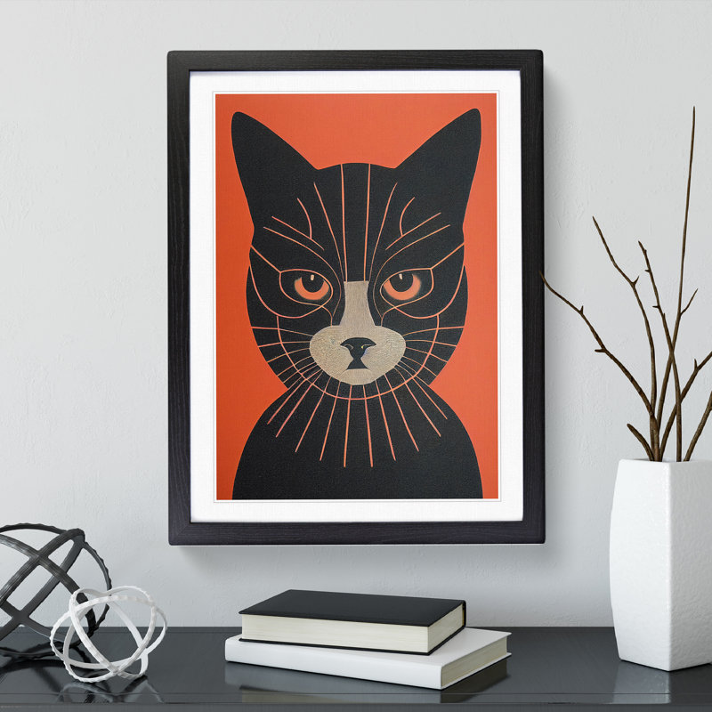 Mesmerising Cat Abstract - Framed Print, Black, 46cm H x 34cm W
