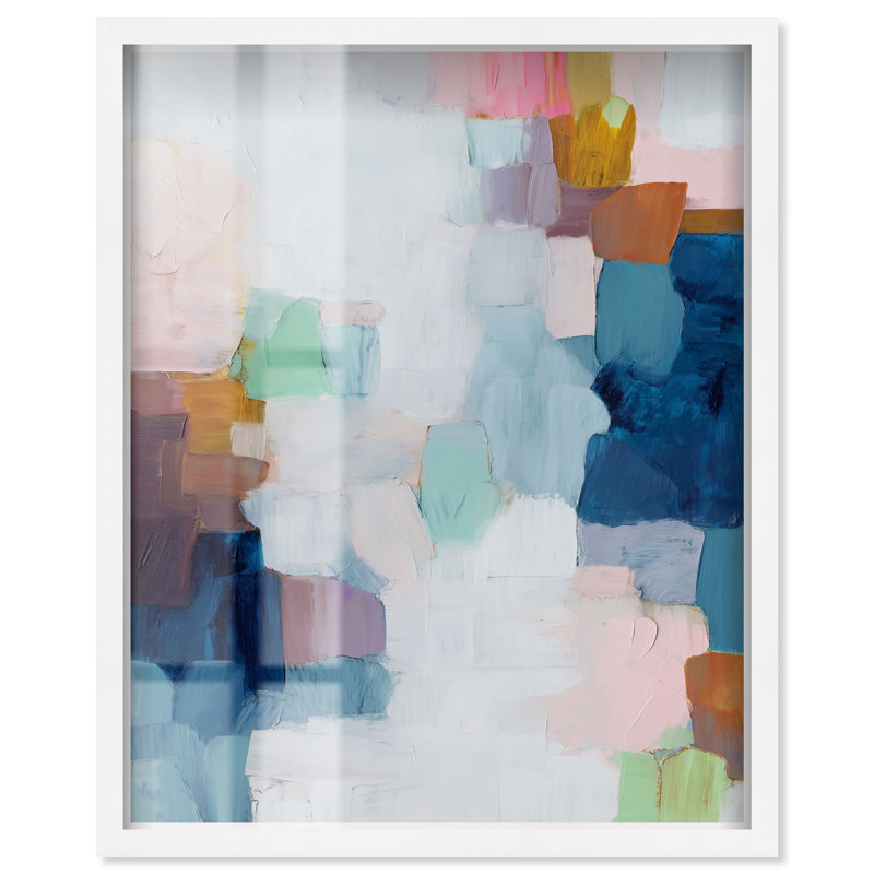 Tableau mural Art Remedy, style patchwork pastel, cadre blanc, 48 x 60 cm, H 62 po x l 50 po, Cadre blanc