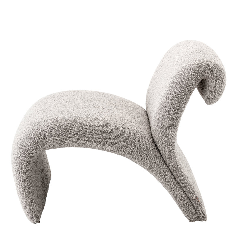 Vignola Armless Chair, Bouclé Gray Polyester Blend