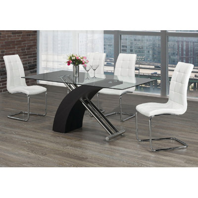 Hiskea Glass Top Pedestal Dining Set