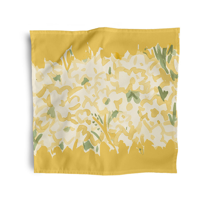 Lonston Abstract Floral Center Stripe Napkins, Yellow