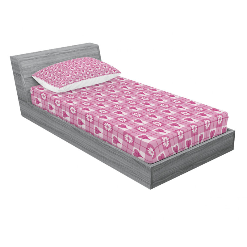 Ensemble de draps en cœurs pour enfants, Ensemble de draps pour lit simple TG avec drap-hou