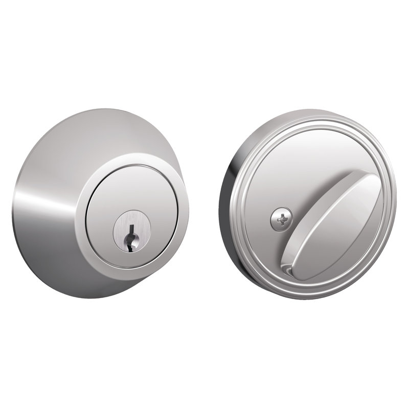 J Series Single Cylinder Deadbolt with Rosette, Polished Chrome, Yes