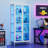 3-Sided Glass Dining Cabinet With Lights, Metal Display Stand-1571882672