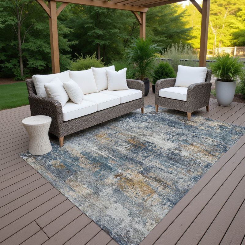 Machine Washable Indoor/Outdoor Wagenen ACN2368 Abstract Rug, Rectangle 5' x 7'6"