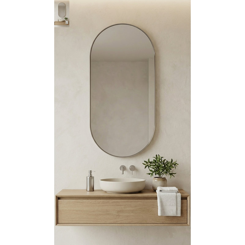 Capsule Mirror In Brushed Silver, Brushed Silver
