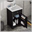 Meuble-lavabo de 20 po avec lavabo, armoire de salle de bain avec porte à fermeture douce, support de rangement et tablette réglable, noir-1724768449