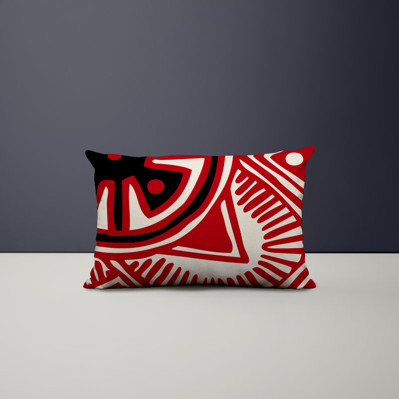Polyester/Polyester Blend Lumbar Rectangular Indoor/Outdoor Pillow Cover & Insert, Red
