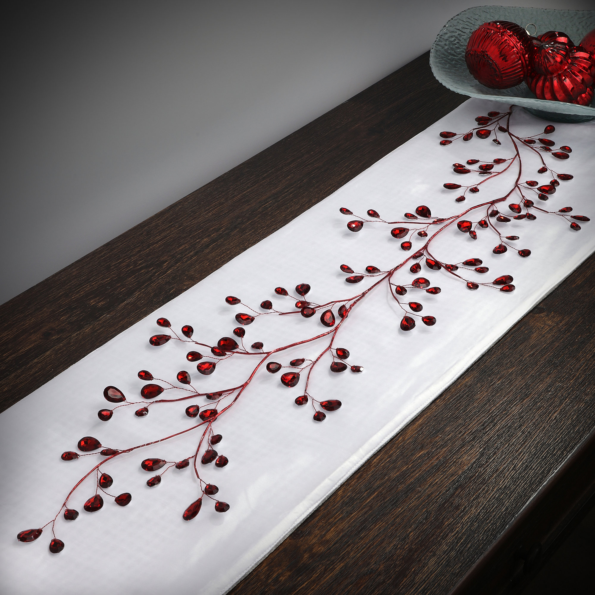 HALLELUJAH Metal Jewel Garland, Red, 4.5" H x 45" W x 0.25" D