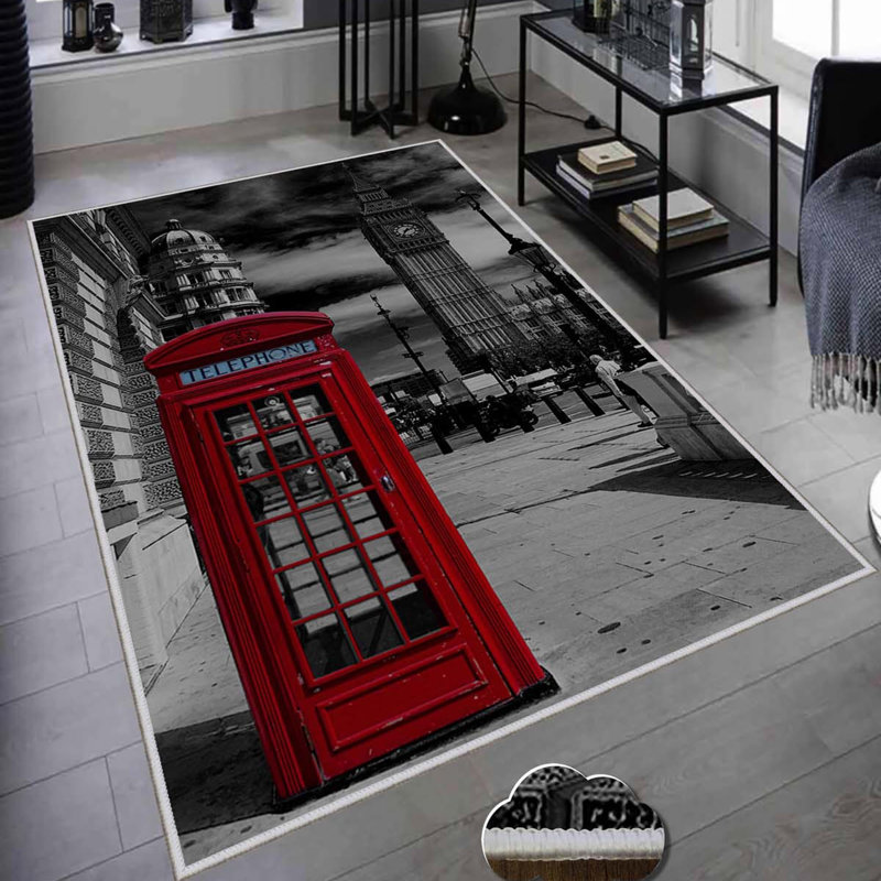Premium Woven Area Rug, 100% Polyester, 4.6 x 7.2 ft | Antibacterial, Non-Slip PVC Dot Underside | 3D Digital Printing, Machine Washable, Pile Height: 0.3 in | Ideal for Living Room, Bedroom, and Dining Spaces