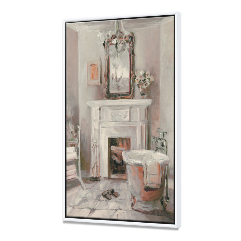 «French Bath La Baignoire II», reproduction d'art, H 32 po x l 16 po x P 1 po, Toile encadrée flottée blanche