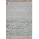 Plush Hand-Knotted Wool/Viscose Area Rug in Gray/Blue