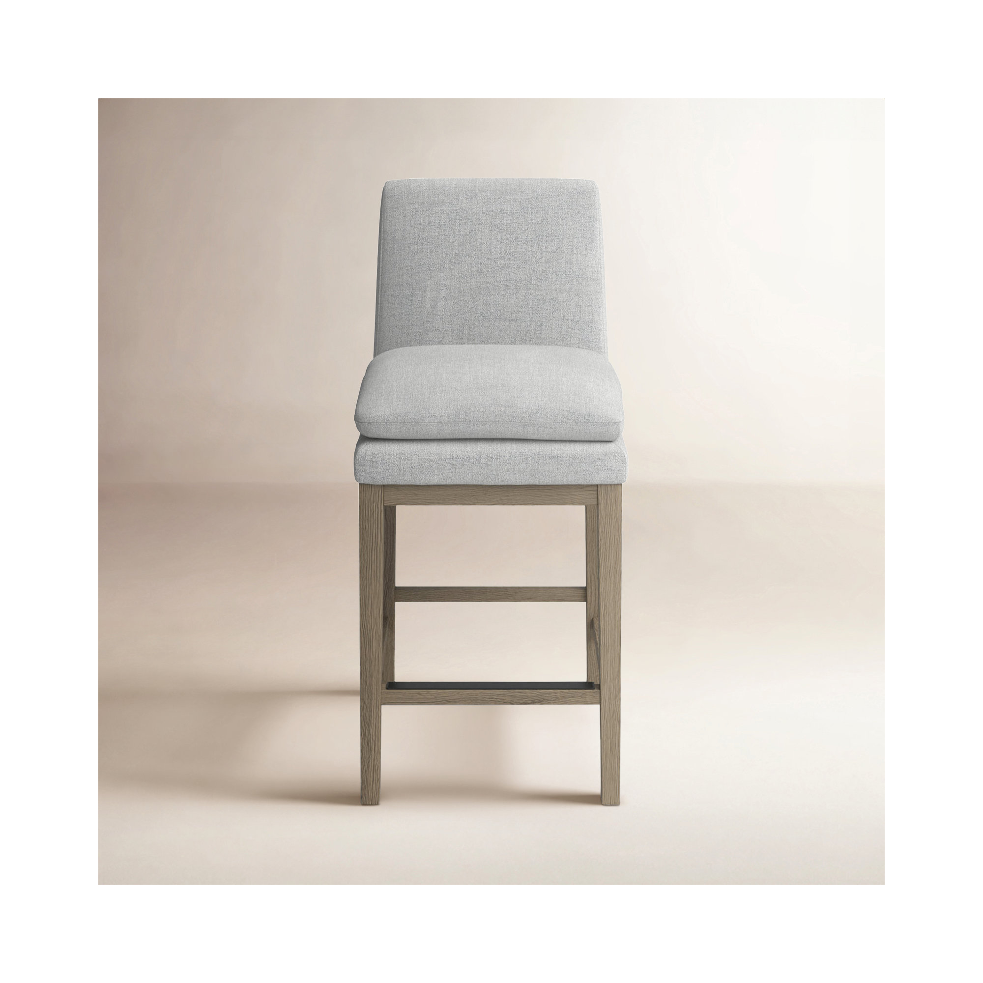 Bethea Upholstered Counter Stool, Graywash, Gray Heathered