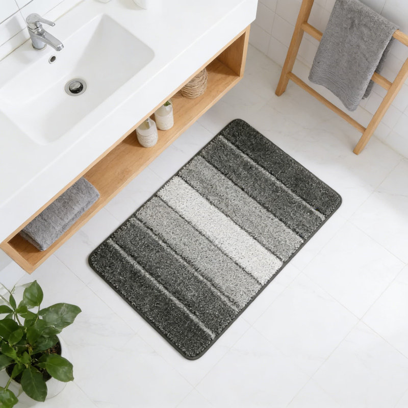 Tapis de salle de bain doux avec envers antidérapant, tapis de bain à poils longs absorbant et à séchage rapide, lavable à la machine pour le plancher de la salle de bain