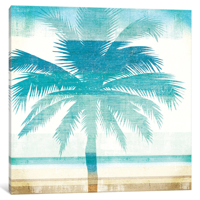 Impression sur toile «Beachscape Palms II», H 12 po x l 12 po x P 1,5 po, Pas de tapis, Toile tendue