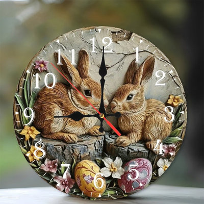 Horloge murale en bois 10 po, mouvement silencieux, à piles (piles AA non incluses), décor artistique, parfait pour les décorations