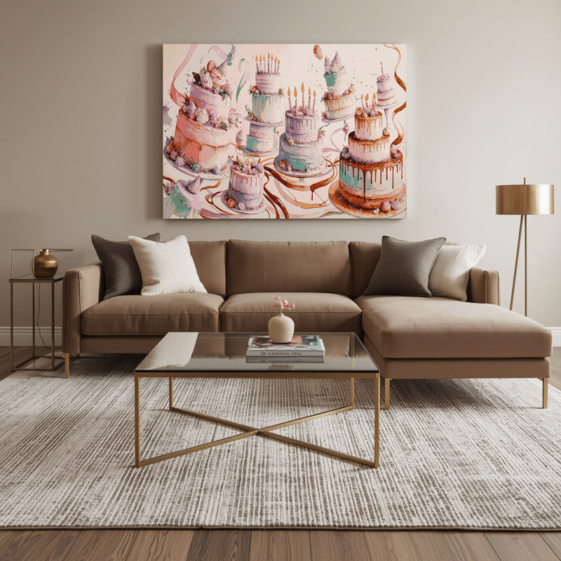Desserts, gâteau d'anniversaire, toile grise, H 11 po x l 14 po