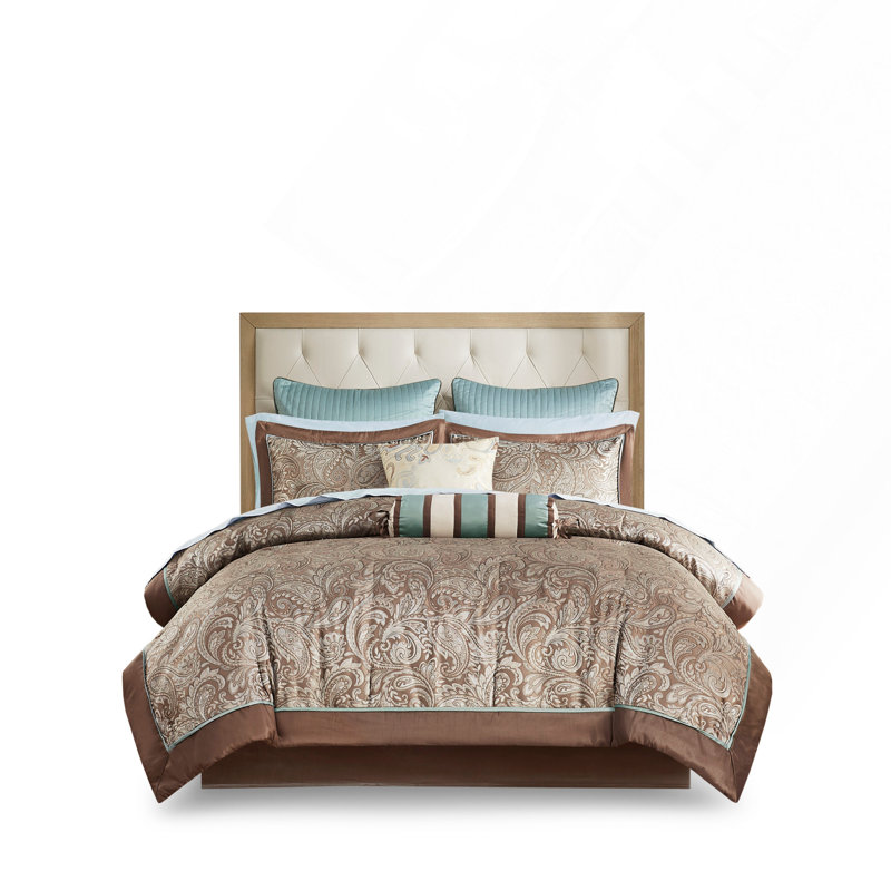 Ensemble d'édredon pour grand lit, 12 pièces élégantes avec draps en coton brun, pour grand lit et nuits douillettes, Brun
