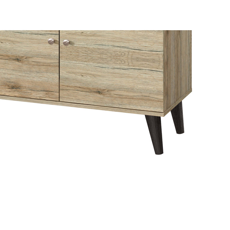 Amidon TV Stand for TVs up to 63", with 2 Storage Shelves& 1 Cabinet, Modern Entertainment Centre for TV in Living Room, Oak
