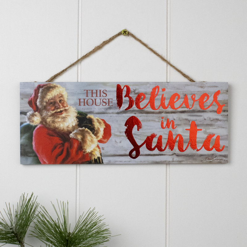 Believe in Santa - panneau en bois avec support à corde