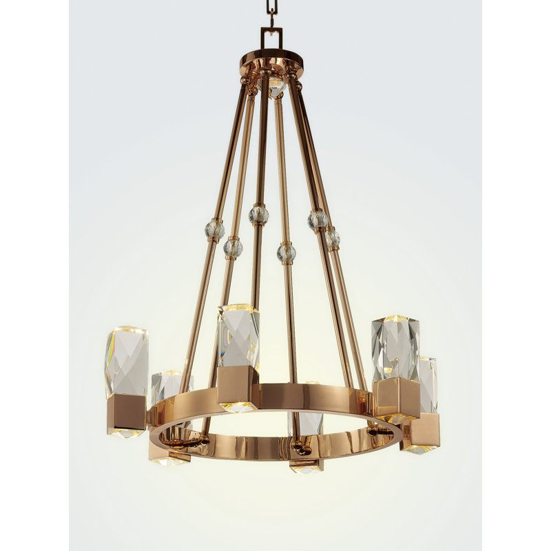 12 - Light LED Chandelier, Polished Gold
