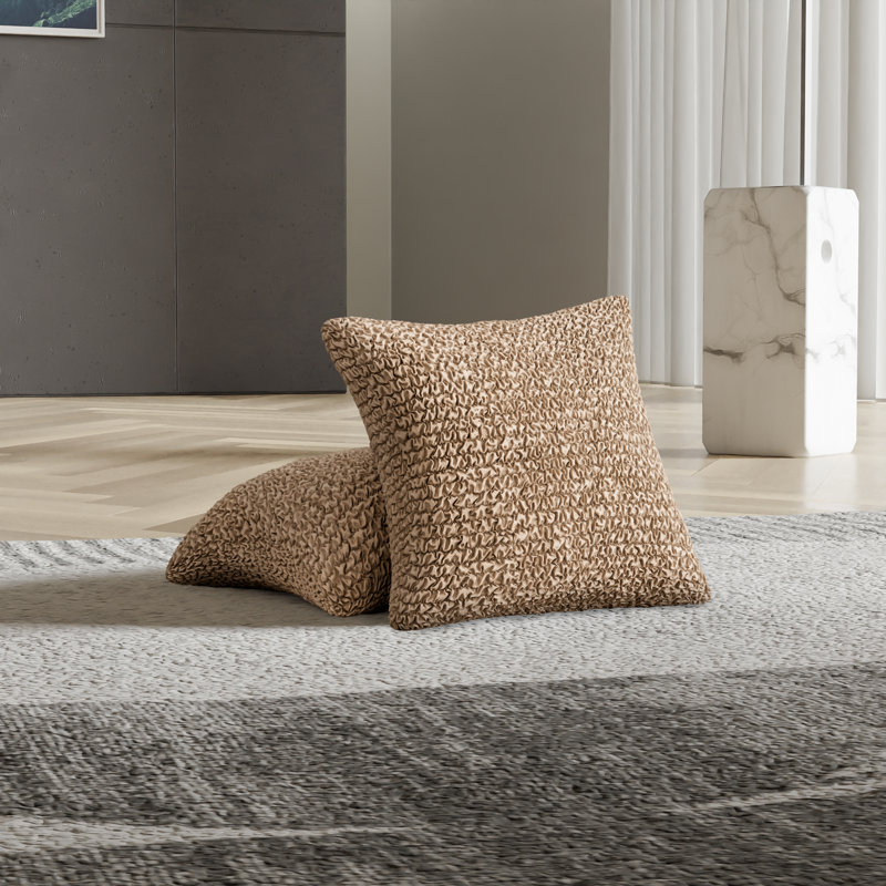 Stretchy Slipcover for Throw Pillow - Easy to Clean & Durable - Comfort Collection, Tan
