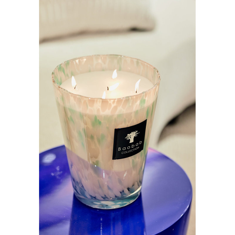 Pearls Sapphire Candle, 13.8" H x 9.36" W x 9.36" D