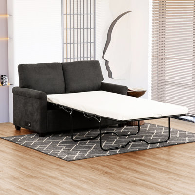 Kensington 54 in. Twin Pull Out Sleeper Sofa Bed with USB/Outlets