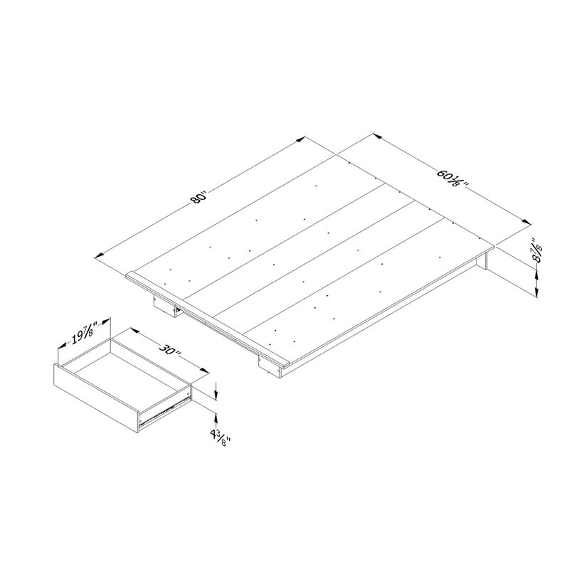 Sariel Platform Storage Bed, White