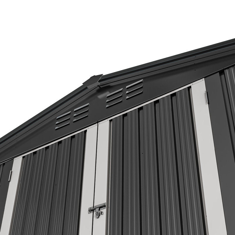 8 ft. W x 6 ft. D Galvanized Steel Storage Shed, Dark Gray/White