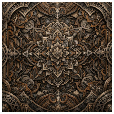 Tapisserie murale complexe Steampunk Mandala - décoration murale Steampunk