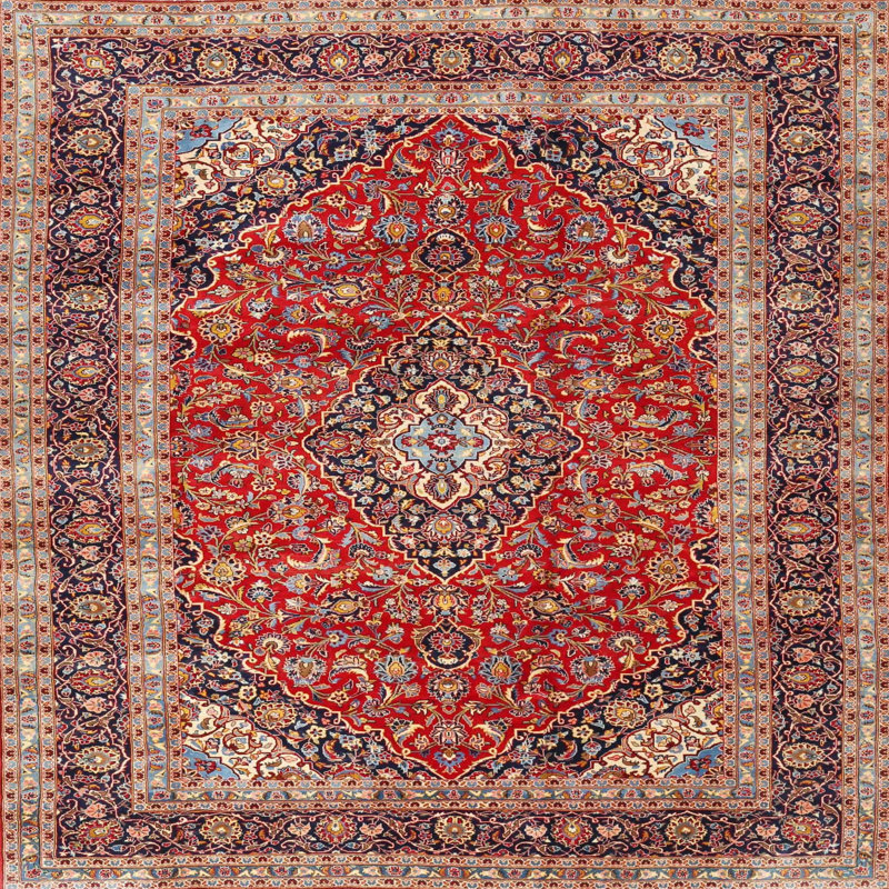 Tapis oriental oriental / noir / bleu, Rond 8 pi