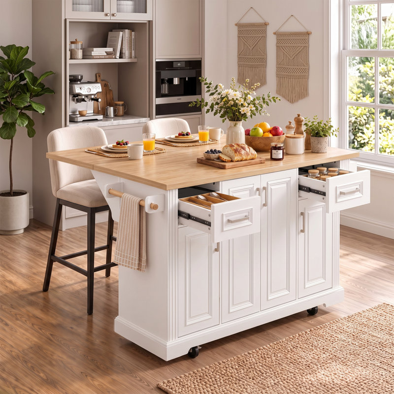 54.1 " W Kitchen Cart, White