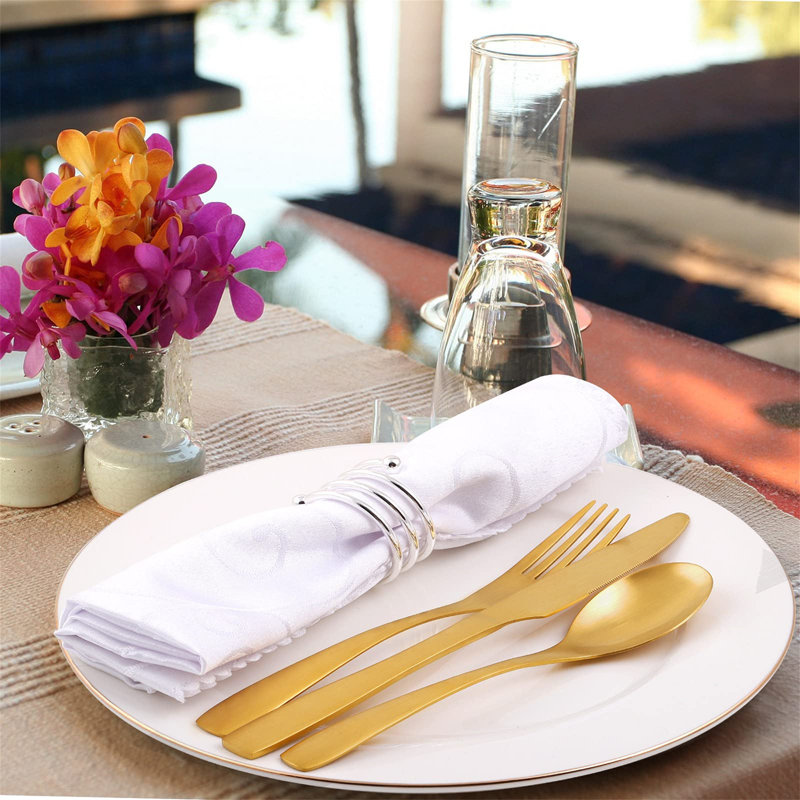 24 Pieces Matte Gold Stainless Steel Cutlery Set For 6 People, Matt Finish, Gold Flatware Tableware Set, Silverware With Spoon Knife And Fork Set, Easy Clean, Dishwasher Safe