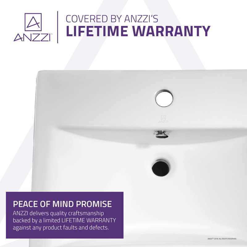 Vitruvius White Ceramic Rectangular Bathroom Sink with Overflow
