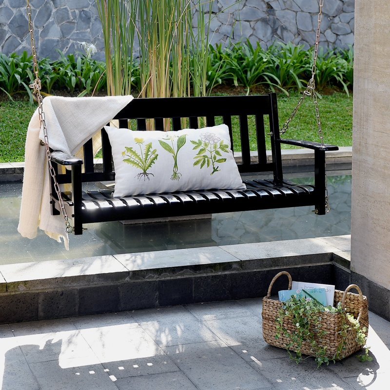 Slevin Solid Wood Porch Swing, Black