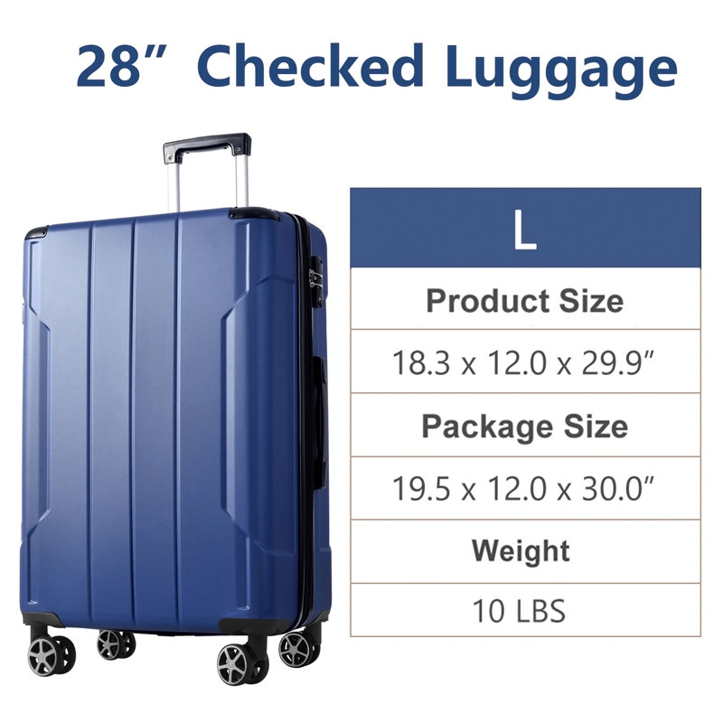 Valise rigide, Bleu, 11.6" H x 29.5" W x 18.5 " D