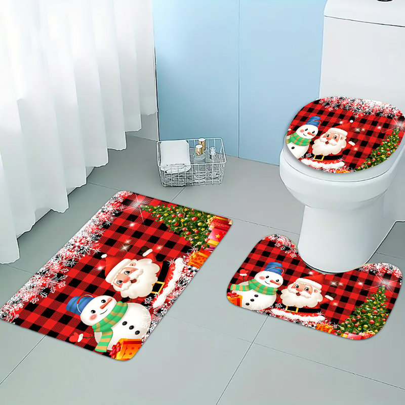 4 Pcs shower curtain sets, Christmas 1