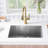 Undermount Stainless Steel Kitchen Sink 90 Degree Zero Radius with Bottom Grid and Strainer-111029439-111029432