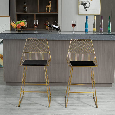 Swivel Upholstered Counter Stool with Metal Frame