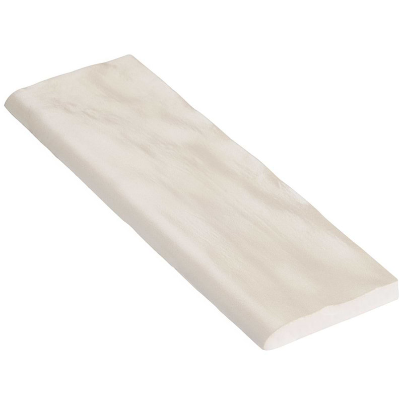 Montauk 2x8 Glazed Ceramic Bullnose Tile Trim, Cream