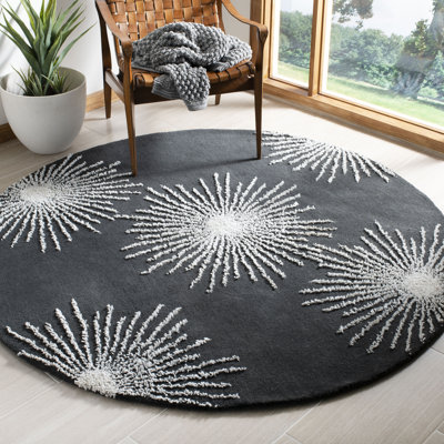 Tapis intérieur / extérieur à motif floral naturel / bleu Amier